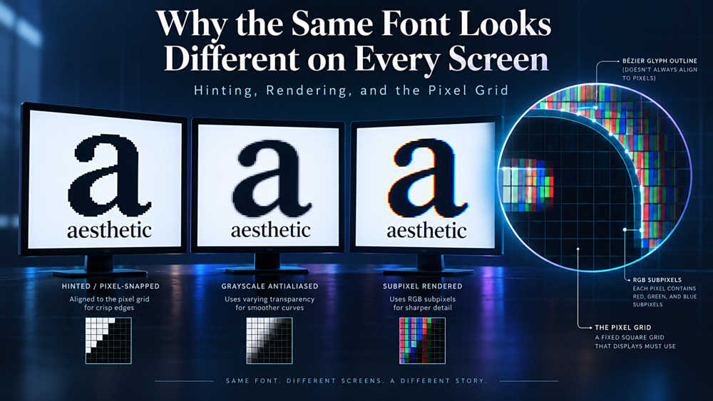 Why the Same Font Looks Different on Every Screen: Hinting, Rendering, and the Pixel Grid
